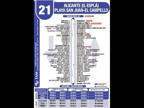 Guía de la Línea 21 de Autobuses en Alicante